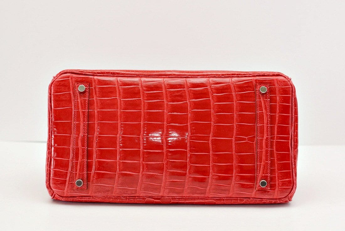 Birkin 35 Bag Porosus Crocodile Bougainvillea Palladium