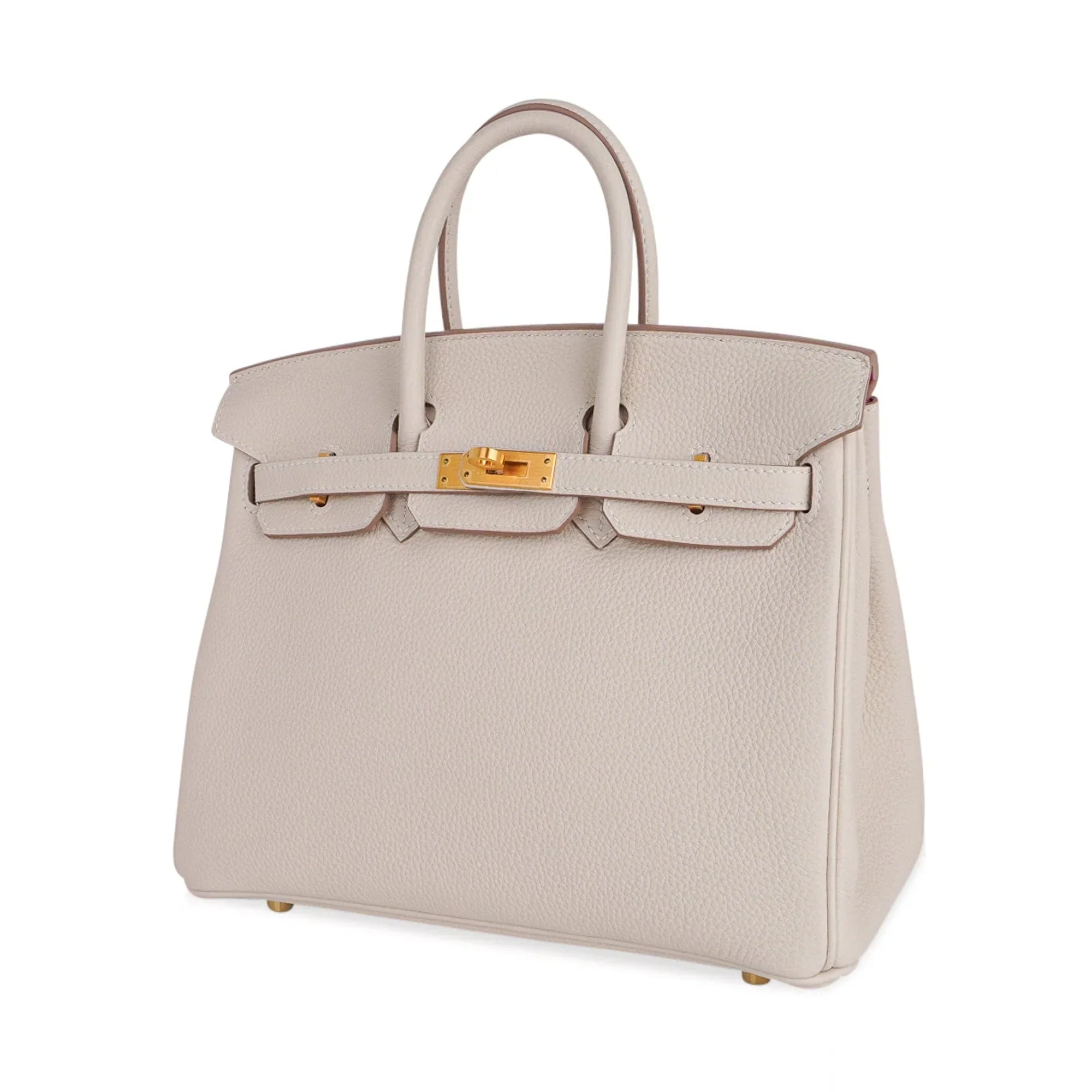 Birkin HSS 25 Bag Concrete with Pink Rose Pourpre Brushed Gold Hardware Togo