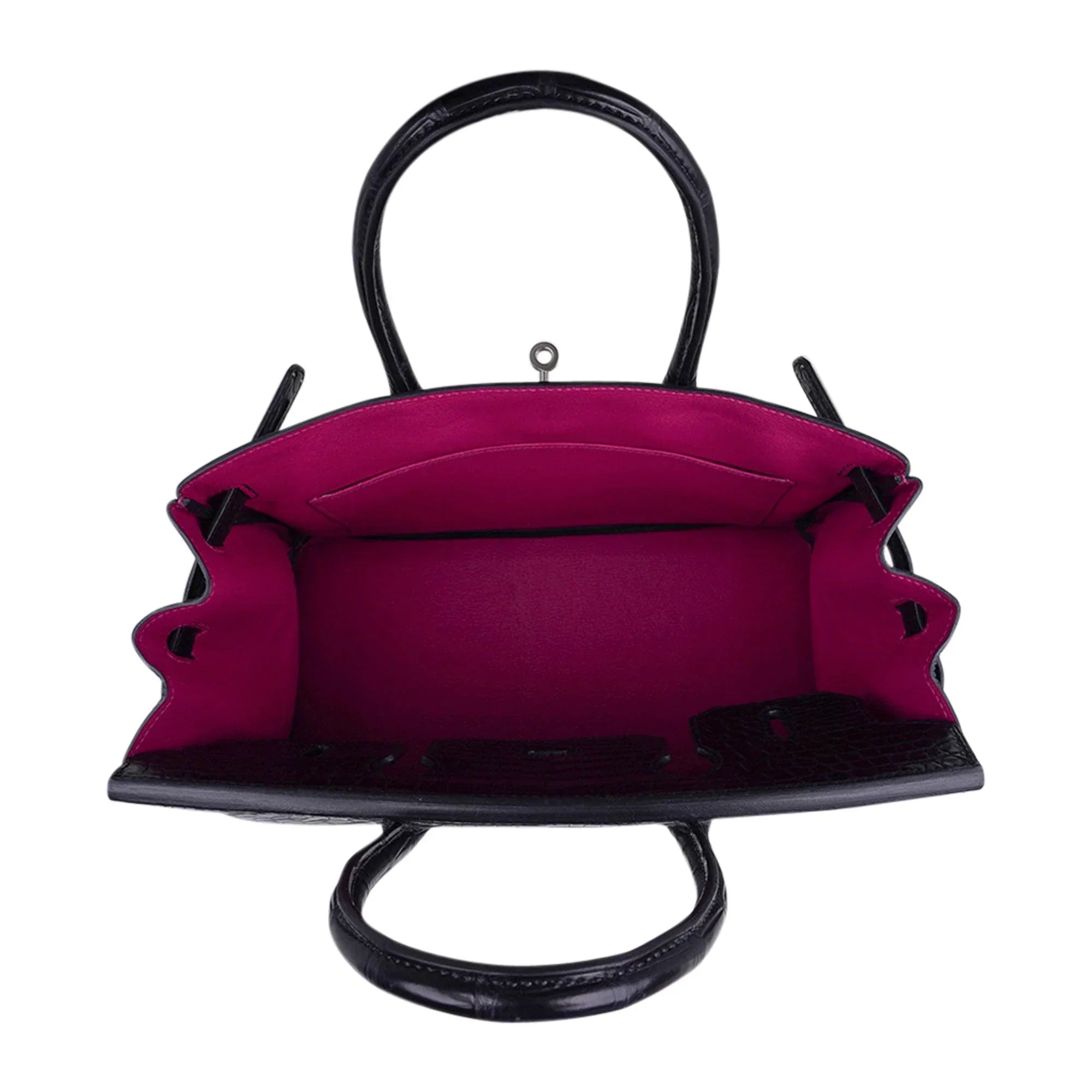 Birkin HSS 30 Matte Porosus Crocodile Black / Rose Pourpre Bag