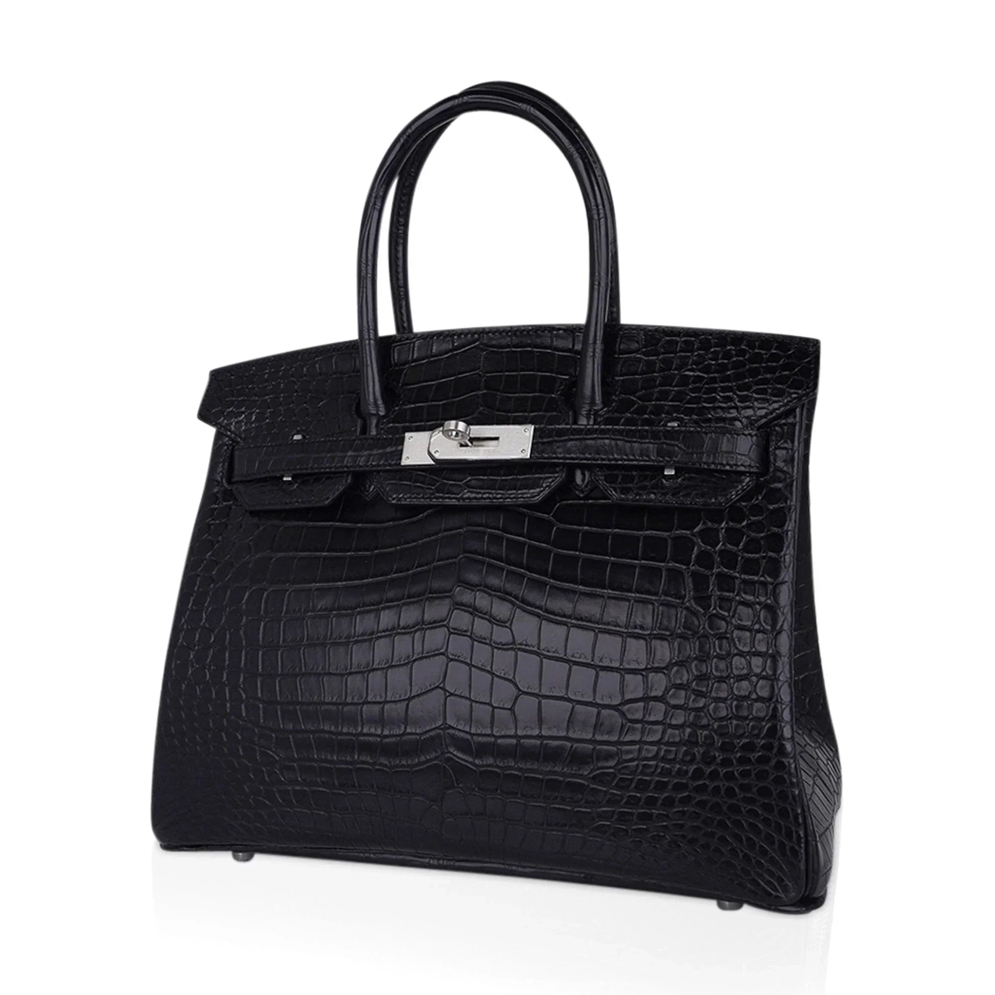 Birkin HSS 30 Matte Porosus Crocodile Black / Rose Pourpre Bag