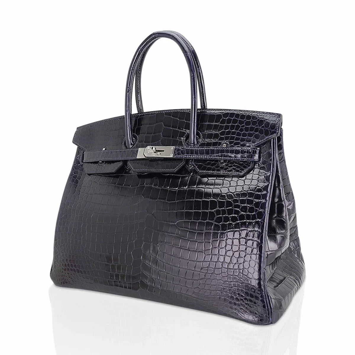 Birkin 35 Bag Blue Marine Porosus Crocodile with Palladium Hardware