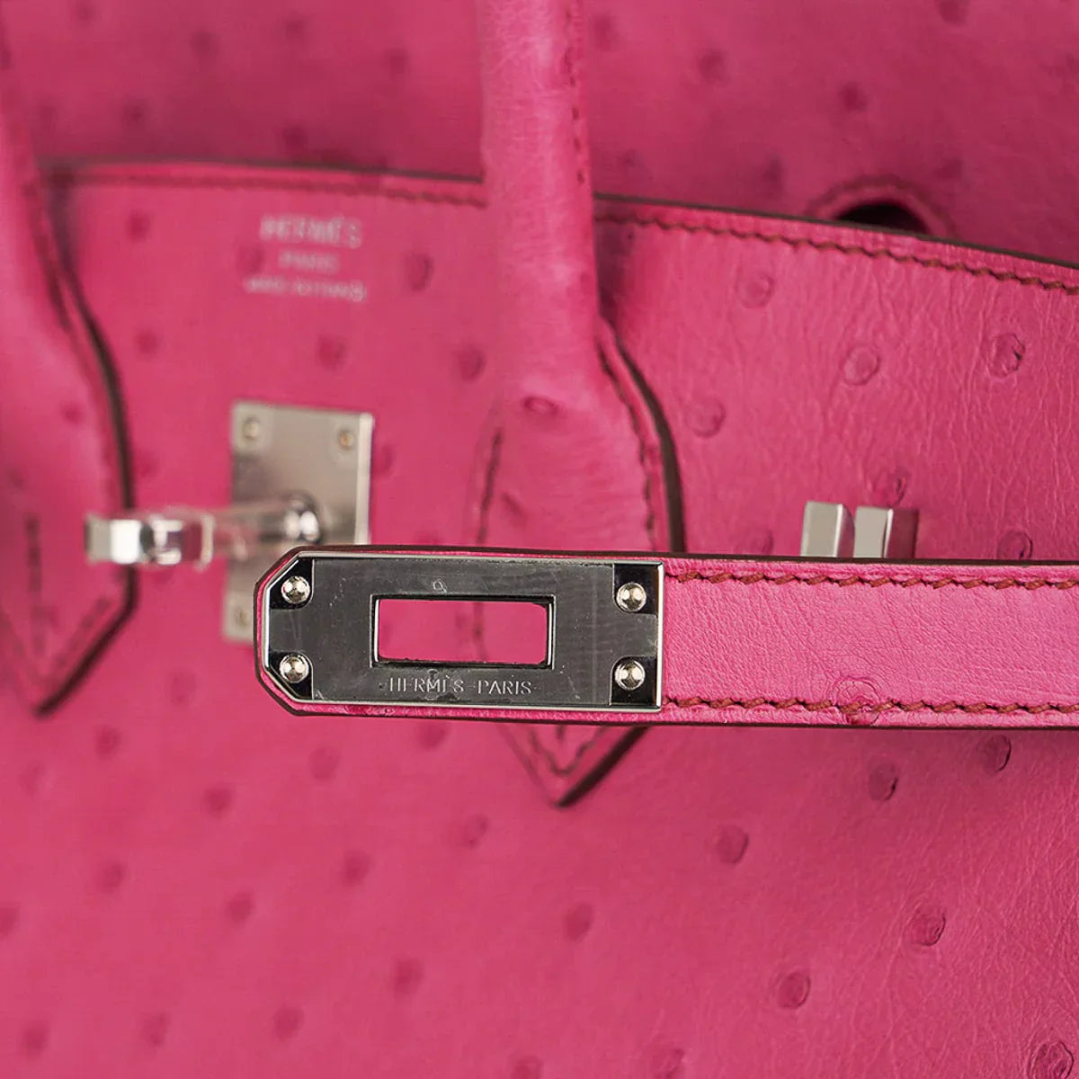 Birkin 25 Bag Fuchsia Ostrich with Palladium Hardware