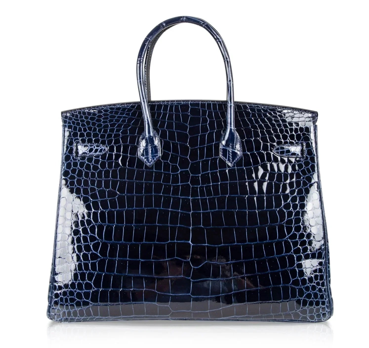 Birkin 35 Bag Blue Sapphire Porosus Crocodile Gold Hardware New