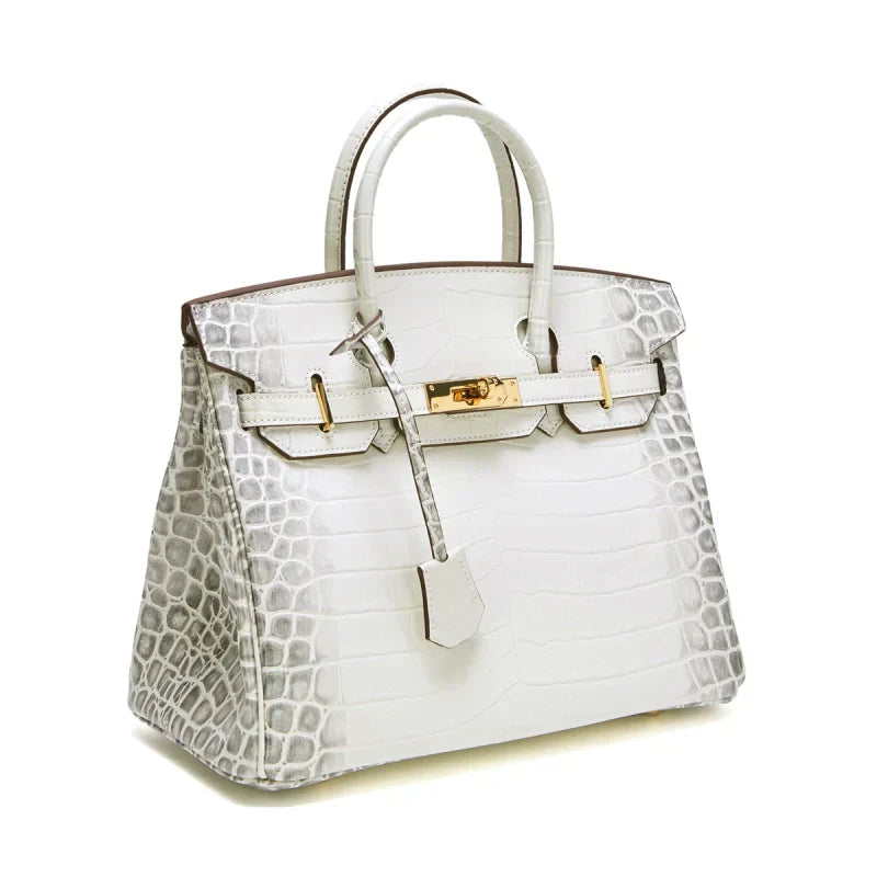 Birkin Bag Crocodile-Embossed Cowhide Leather Gold Hardware