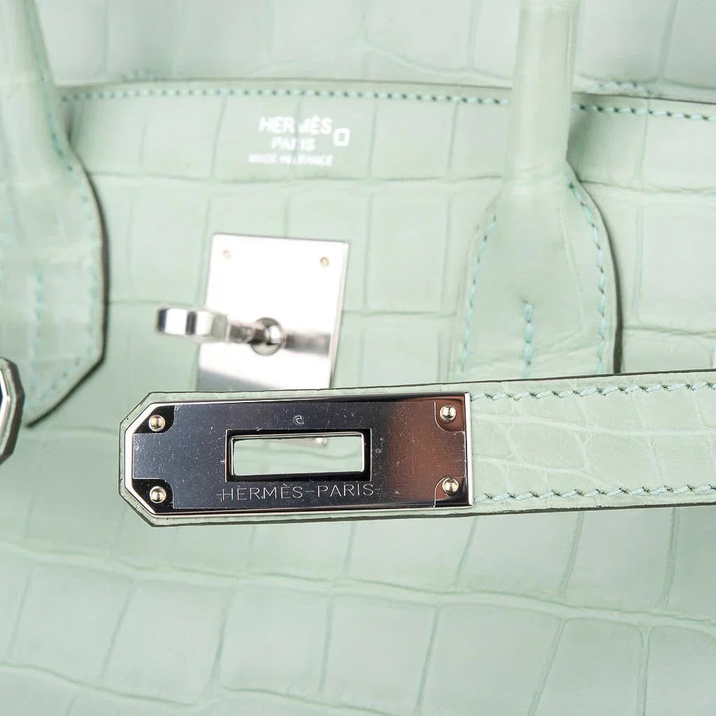 Birkin 30 Bag Vert D’eau Matte Alligator Palladium Hardware