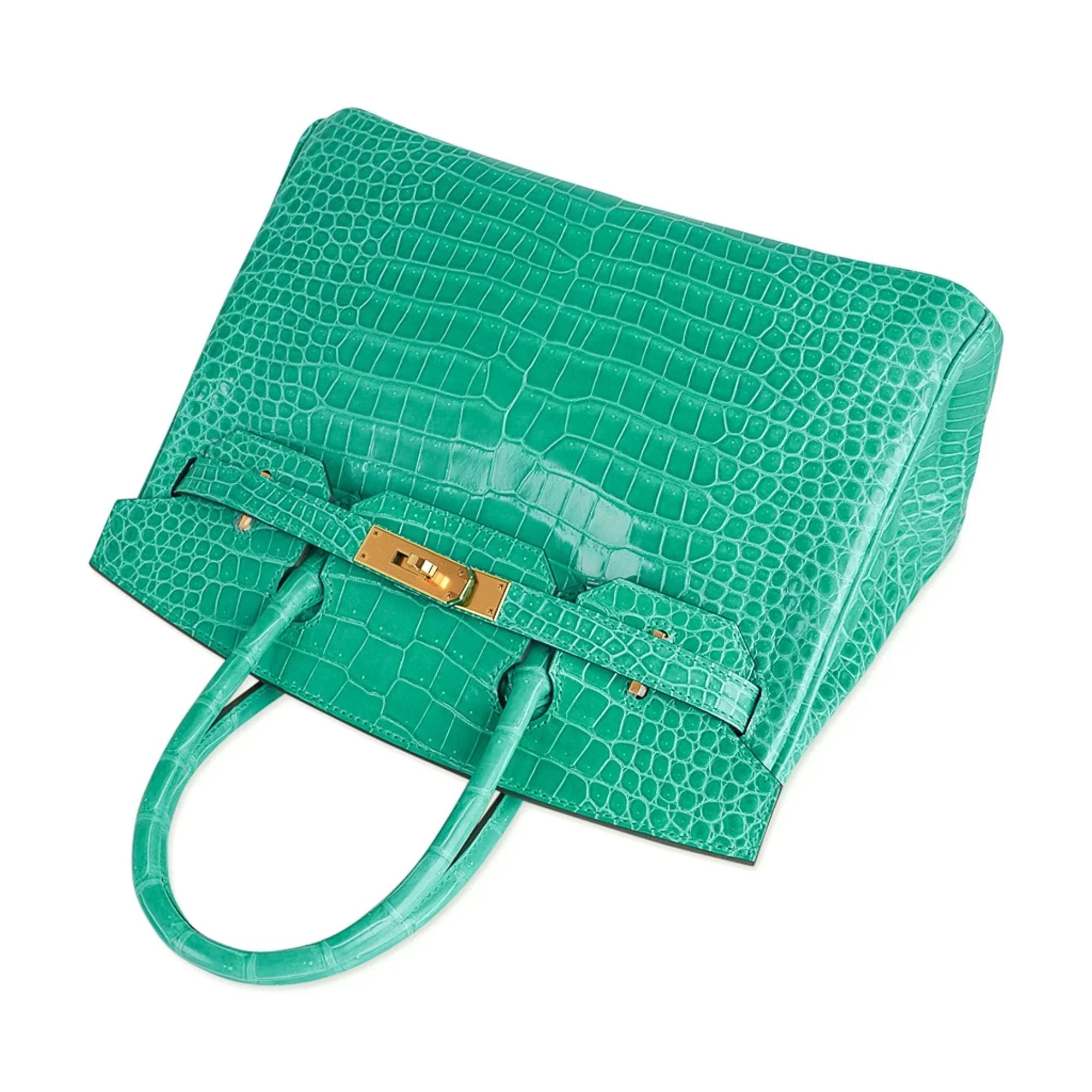 Birkin 30 Bag Jade Porosus Crocodile Gold Hardware