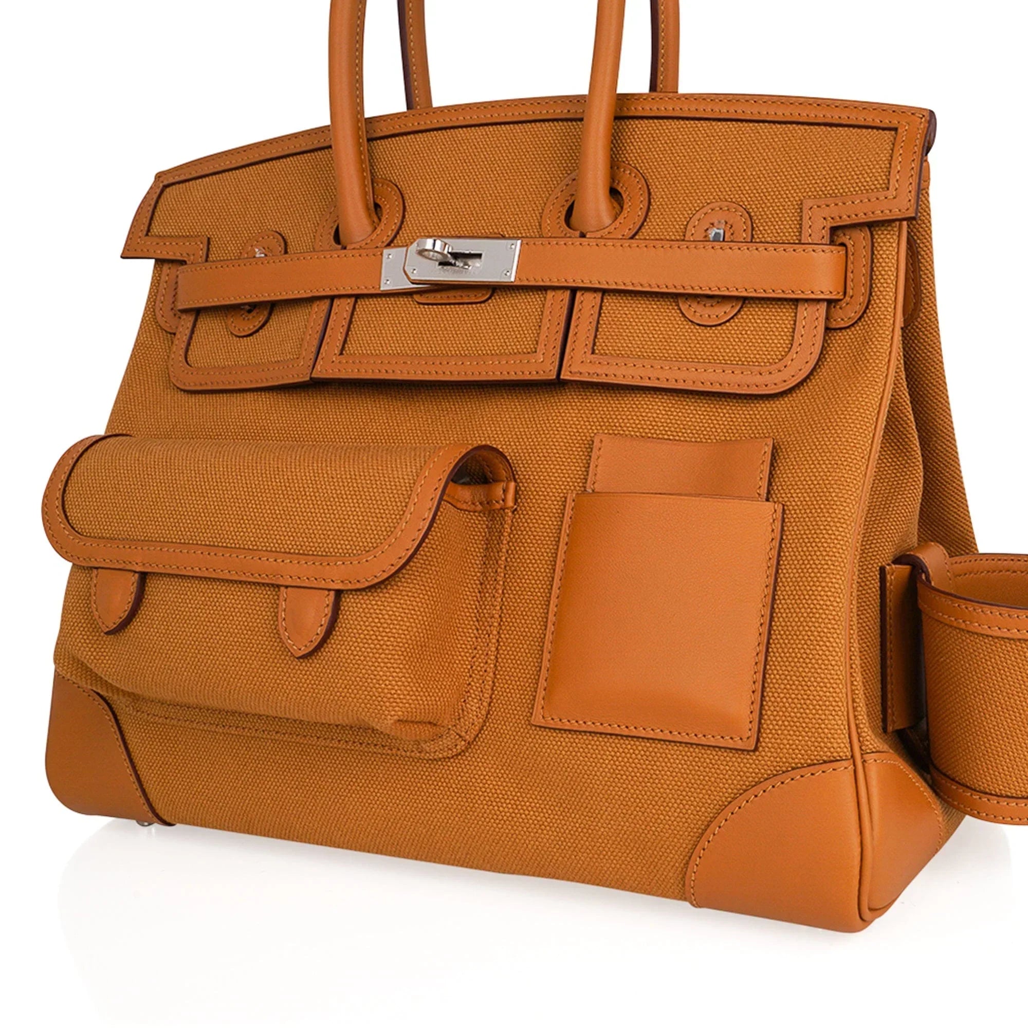 Limited Edition Birkin 35 Cargo Sesame Toile Goeland Swift Leather with Palladium Hardware