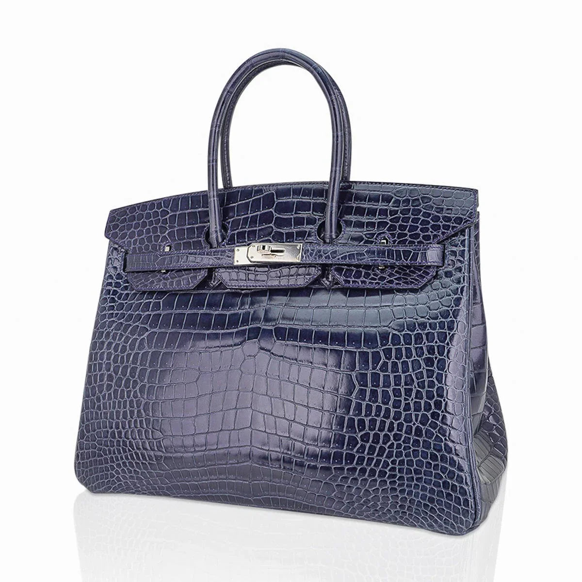 Birkin 35 Bleu Roi Porosus Crocodile Palladium Hardware