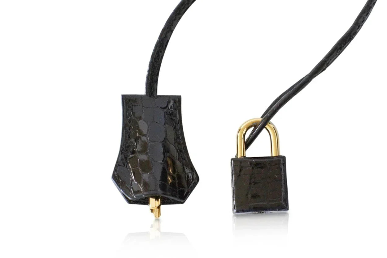 Birkin 35 Black Porosus Crocodile with Gold Hardware