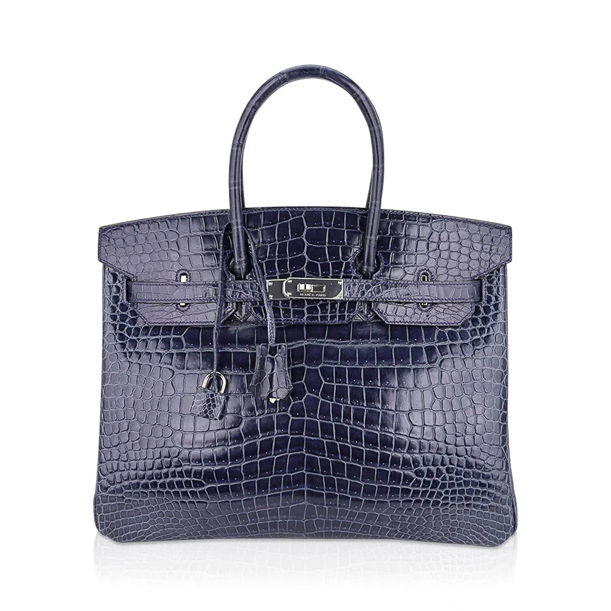 Birkin 35 Bleu Roi Porosus Crocodile Palladium Hardware