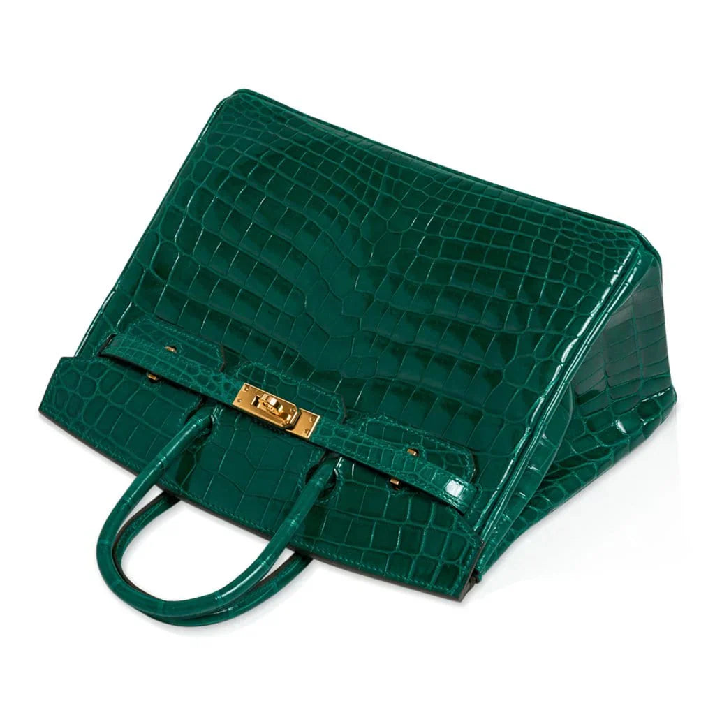 Birkin 25 Bag Emerald Crocodile Gold Hardware